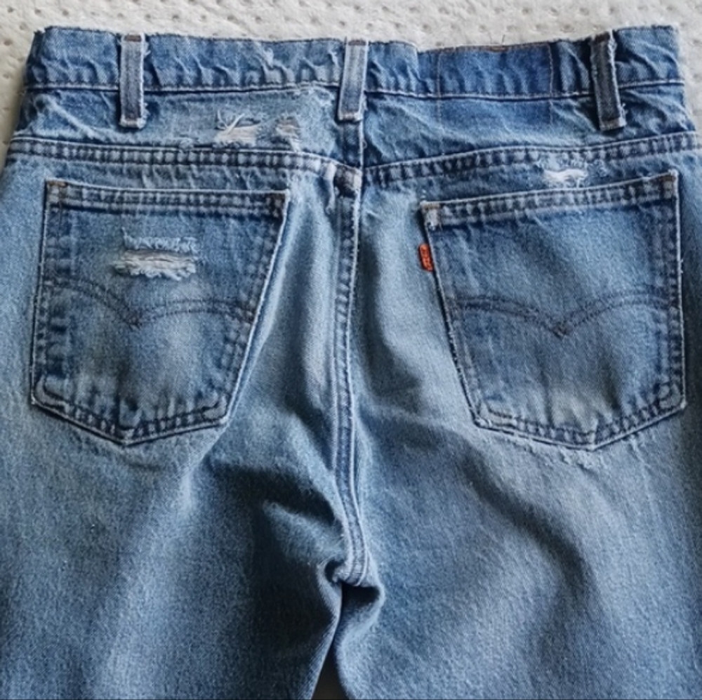 Vintage 517 distressed bootcut light wash Jeans orange tab & gorgeous - Picture 16 of 16